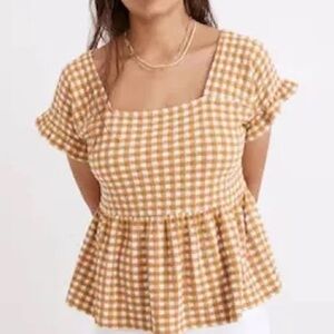Madewell Mustard Gingham Blouse